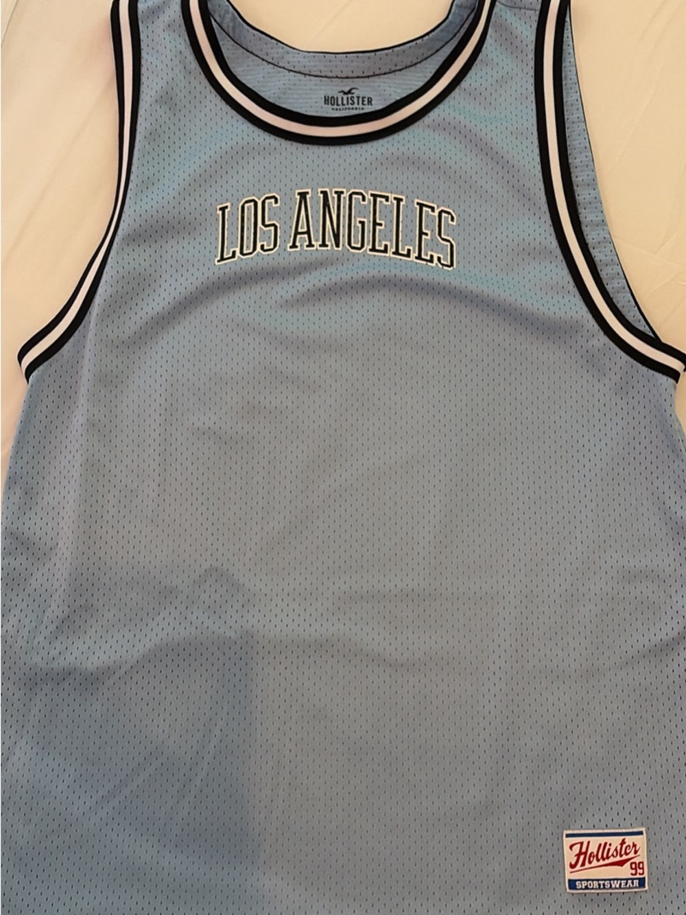 Hollister Light Blue Mesh jersey with Black & White